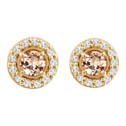 Elli "Ohrstecker Rund | Morganite, Topas (Pfirsich, Weiß)< Vergoldet|Ohrringe
