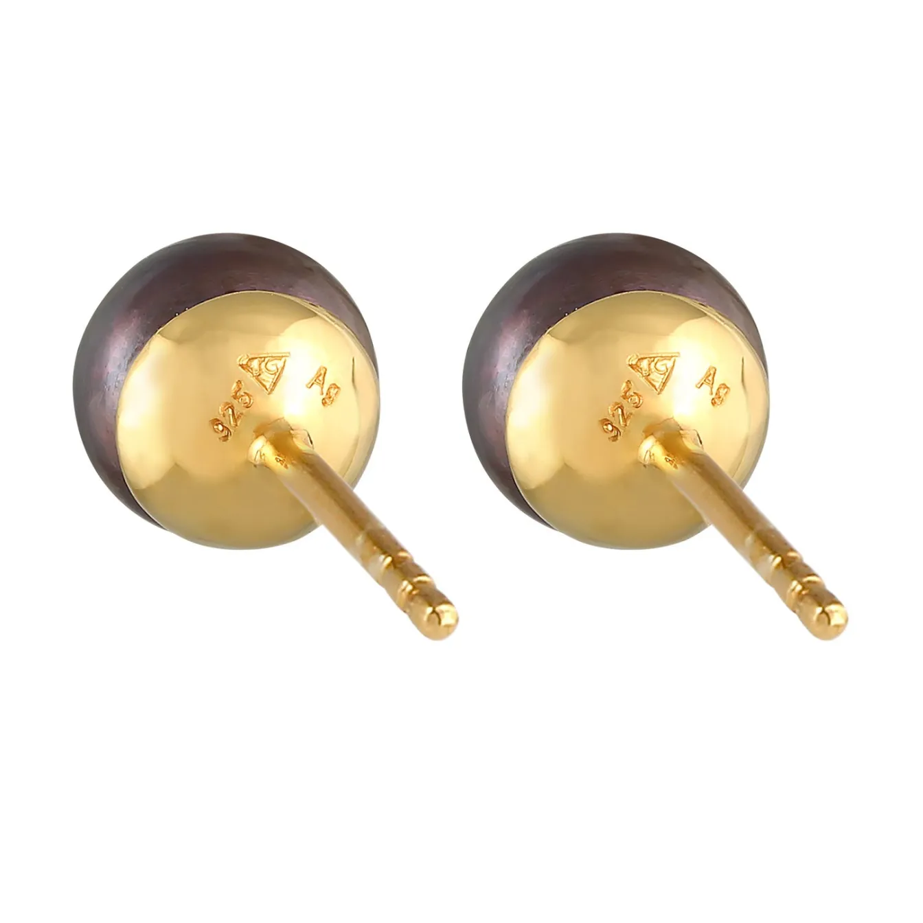 Elli "Ohrstecker Rund | Süßwasserzuchtperle (Grau)< Perlen|Ohrringe