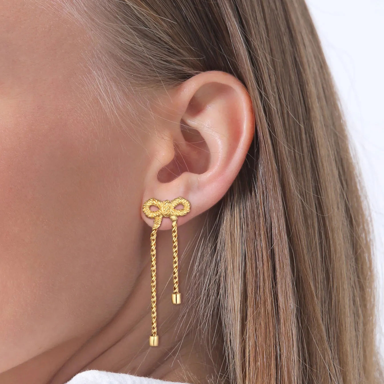 Elli "Ohrstecker Schleife< Vergoldet|Symbol-schmuck