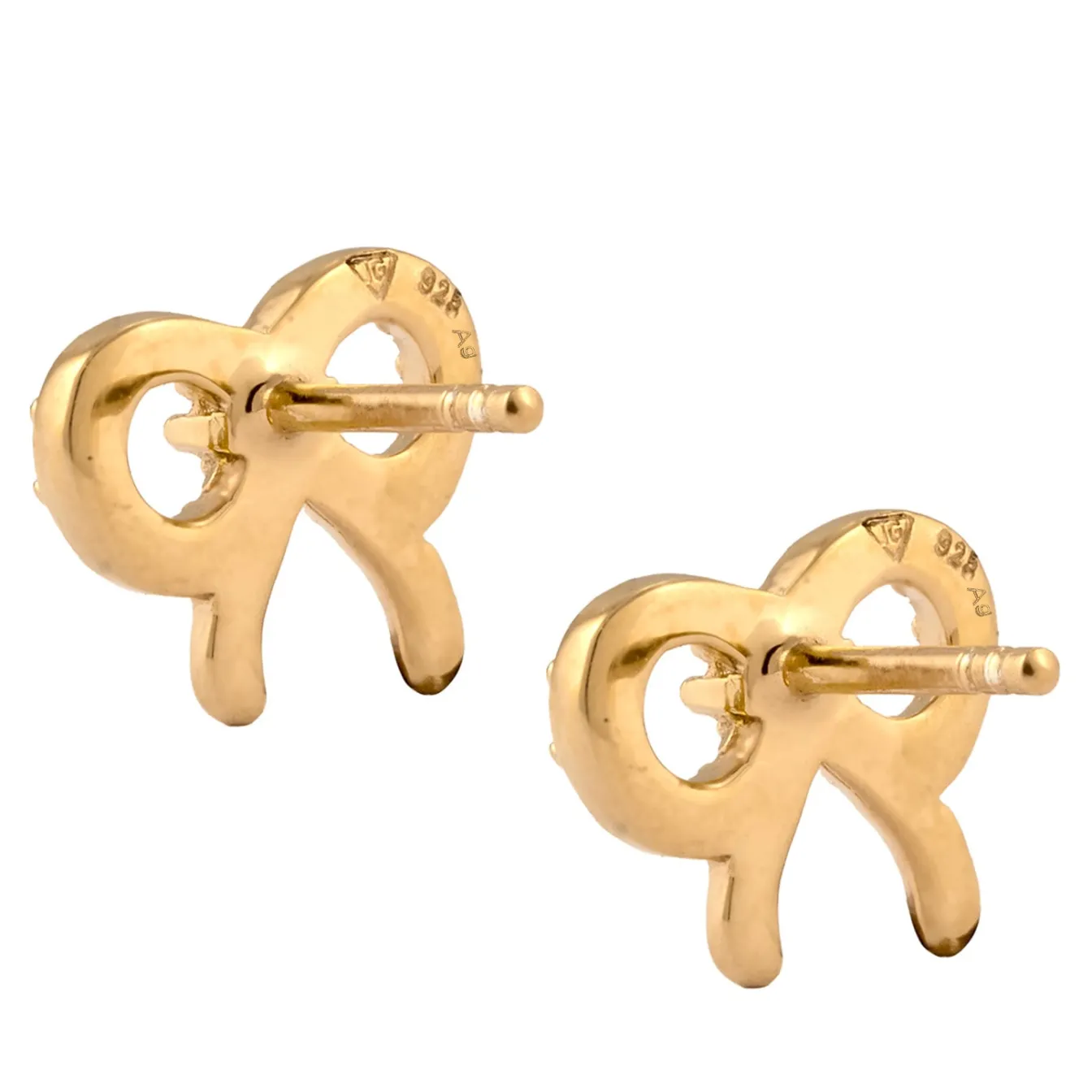 Elli "Ohrstecker Schleife | Glas Kristalle (Weiß)< Vergoldet|Symbol-schmuck