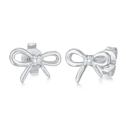 Elli "Ohrstecker Schleife | Zirkonia (Weiß)< Vergoldet|Symbol-schmuck