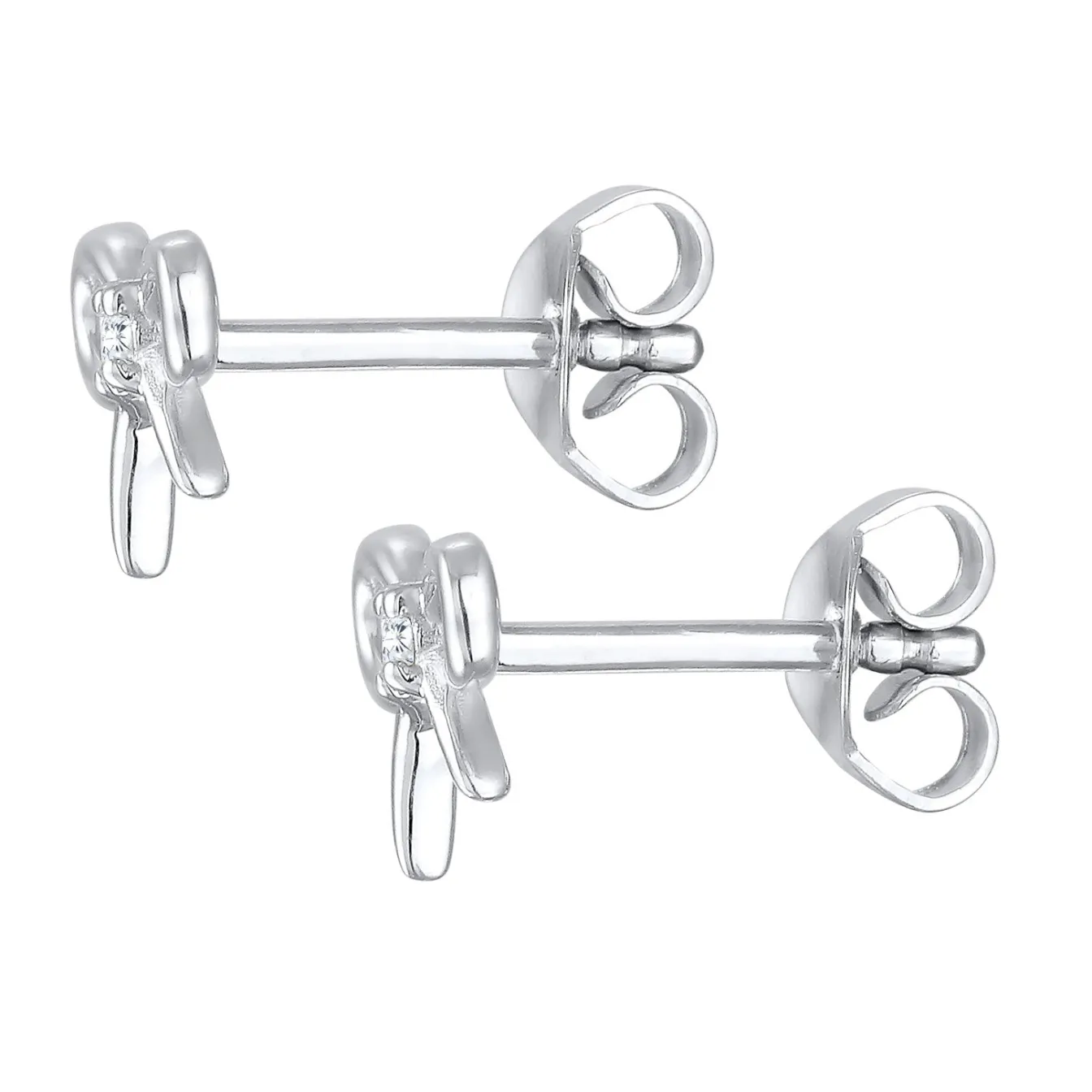 Elli "Ohrstecker Schleife | Zirkonia (Weiß)< Vergoldet|Symbol-schmuck