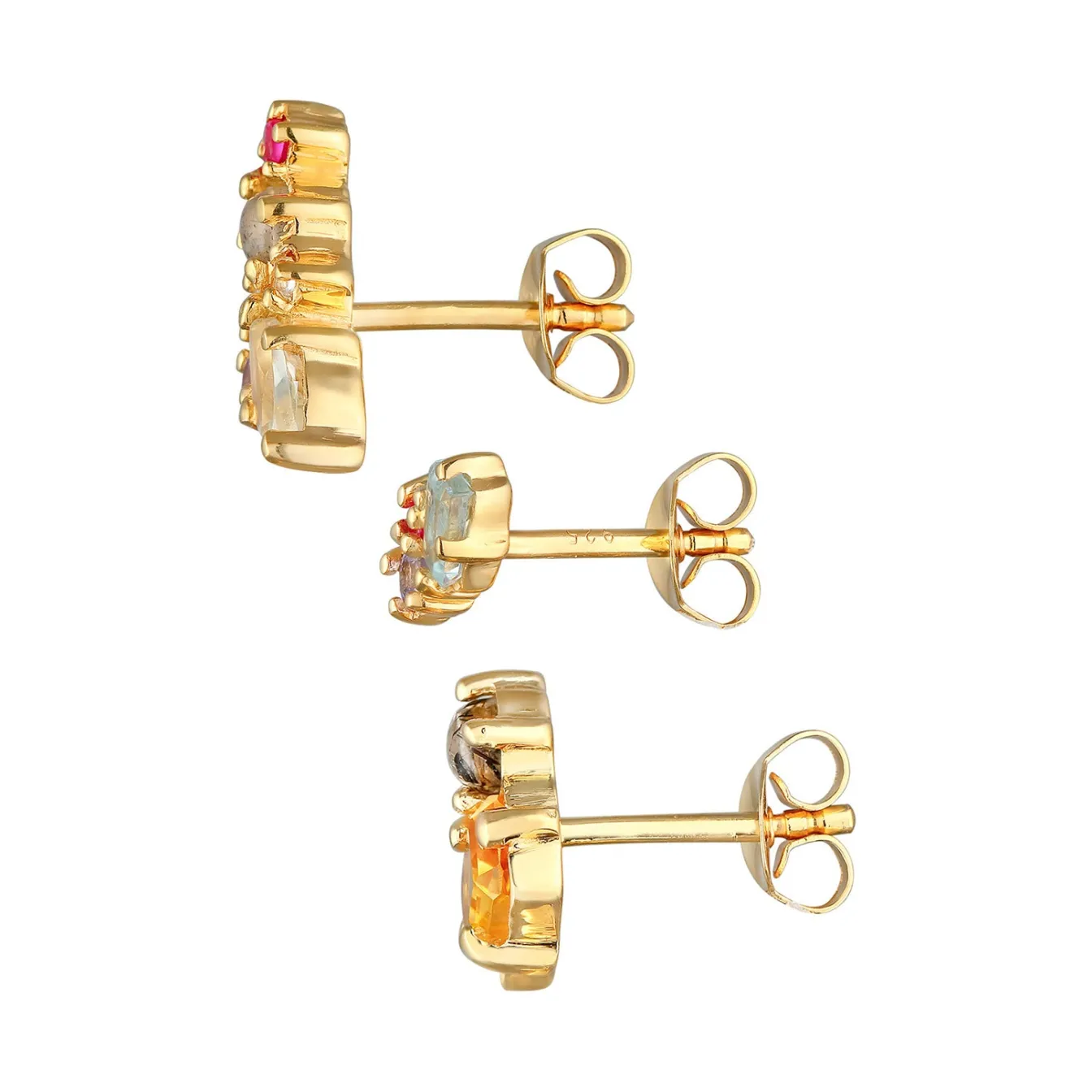 Elli "Ohrstecker Set | Labradorit, Topas, Mondstein (Bunt)< Ohrringe|Vergoldet