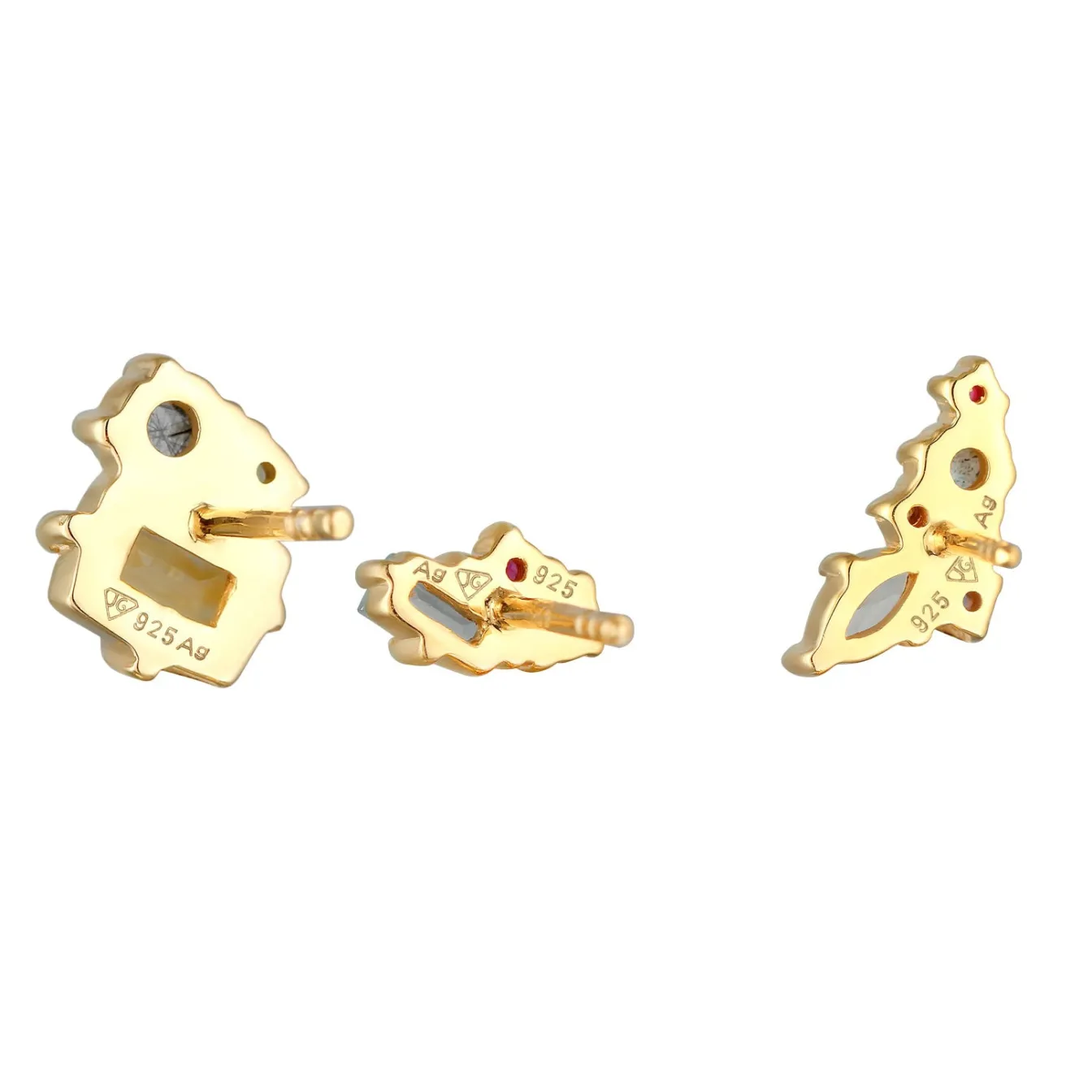 Elli "Ohrstecker Set | Labradorit, Topas, Mondstein (Bunt)< Ohrringe|Vergoldet