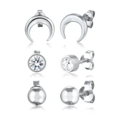 Elli "Ohrstecker Set Astro | Glas Kristalle (Weiß)< Vergoldet|Symbol-schmuck