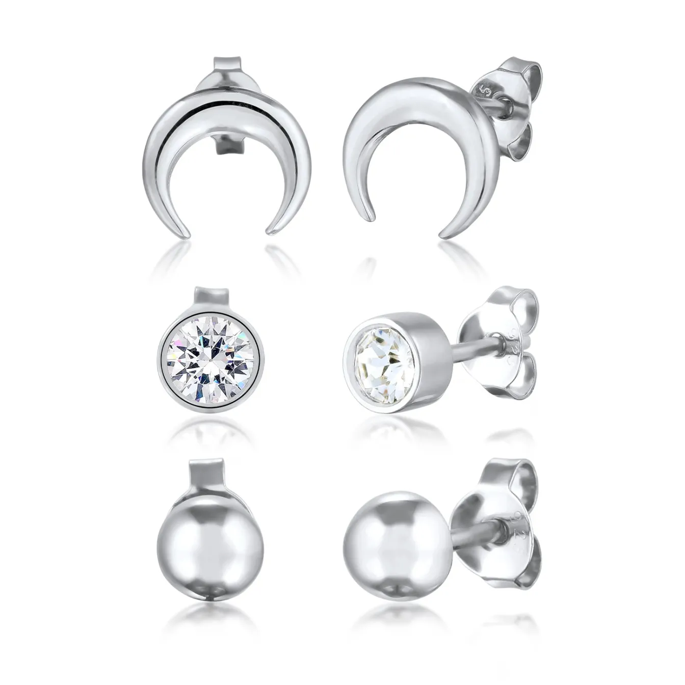 Elli "Ohrstecker Set Astro | Glas Kristalle (Weiß)< Vergoldet|Symbol-schmuck