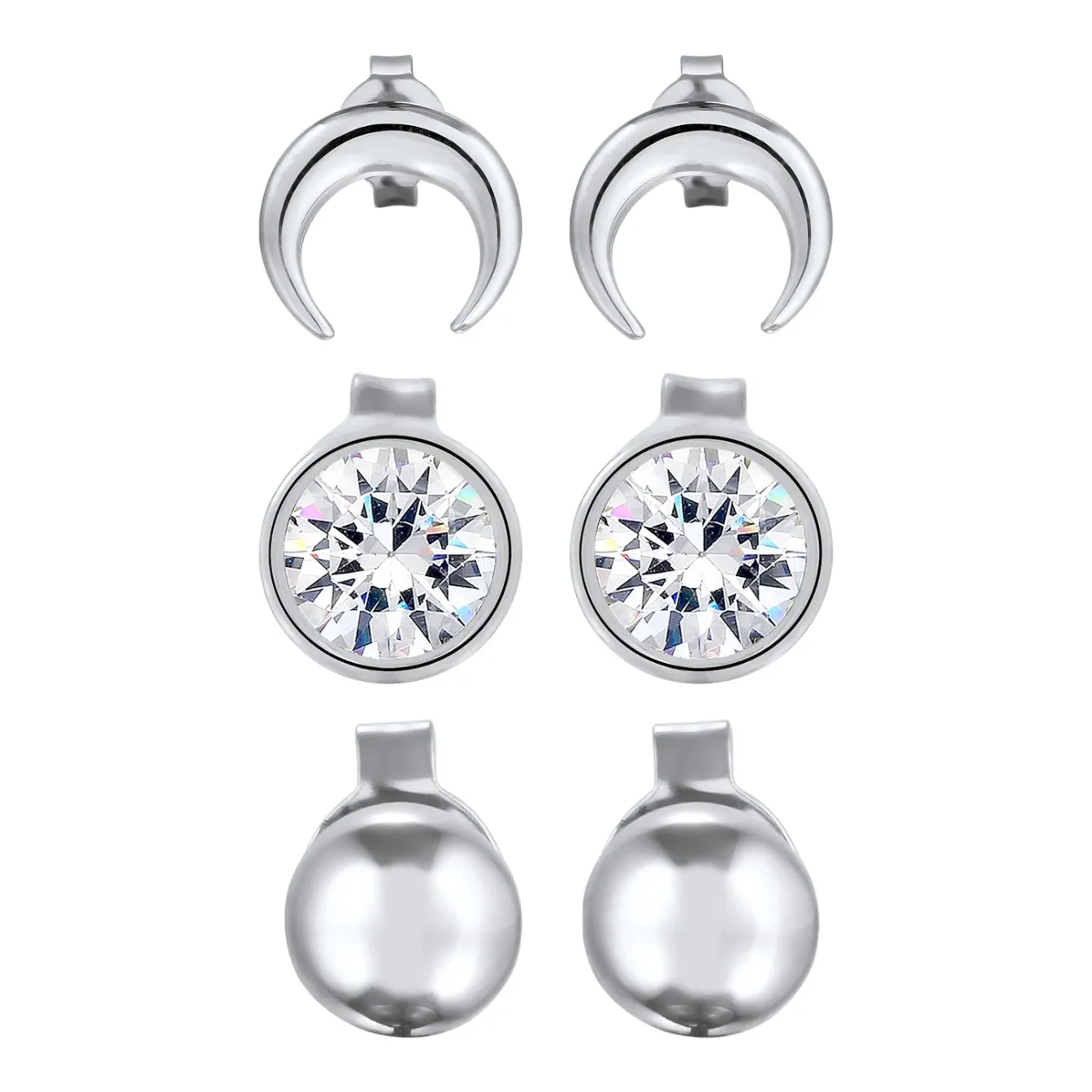 Elli "Ohrstecker Set Astro | Glas Kristalle (Weiß)< Vergoldet|Symbol-schmuck