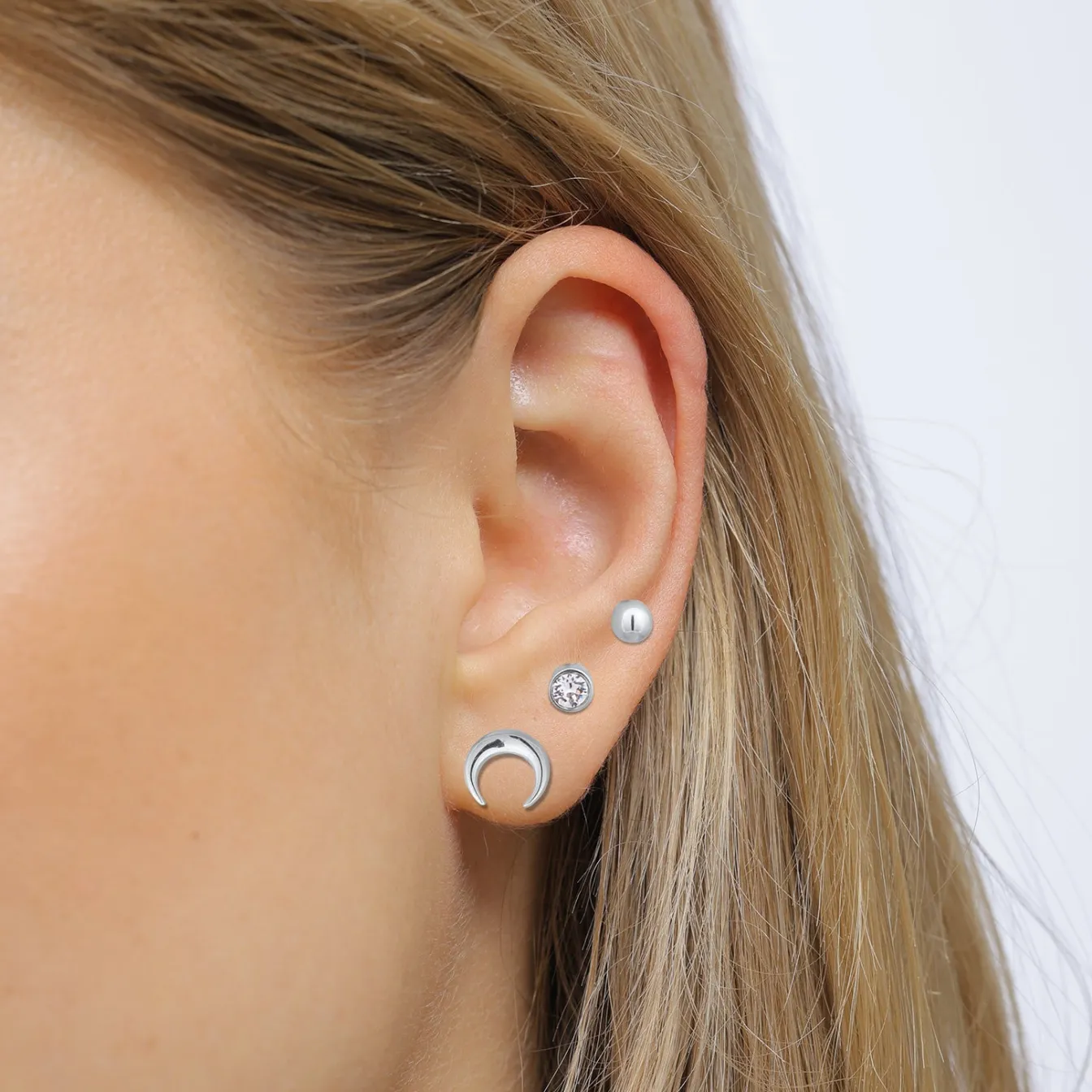 Elli "Ohrstecker Set Astro | Glas Kristalle (Weiß)< Vergoldet|Symbol-schmuck