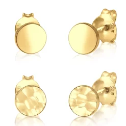 Elli "Ohrstecker Set Gehämmert & Glänzend< Roségold|Ohrringe