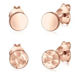 Elli "Ohrstecker Set Gehämmert & Glänzend< Roségold|Ohrringe