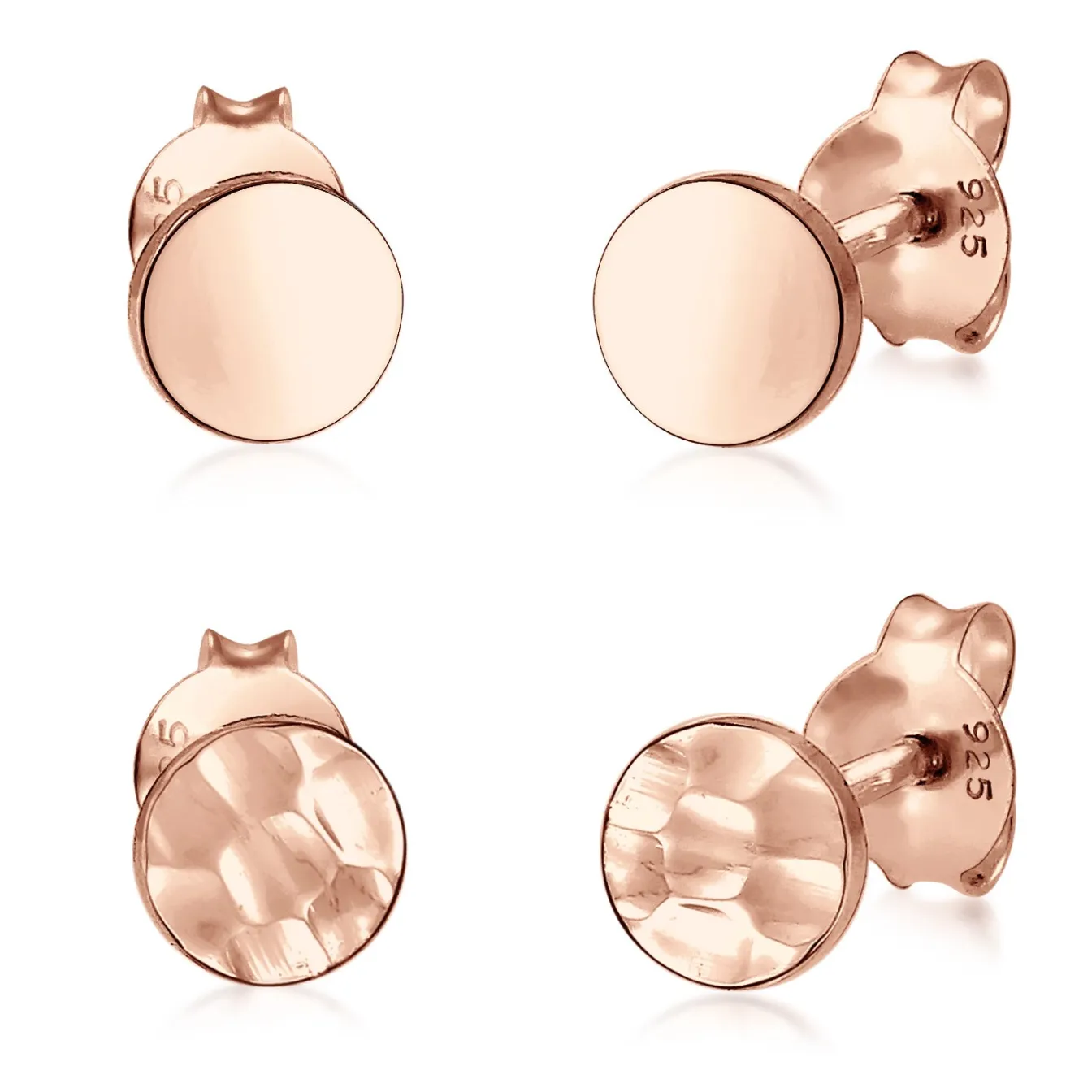 Elli "Ohrstecker Set Gehämmert & Glänzend< Roségold|Ohrringe
