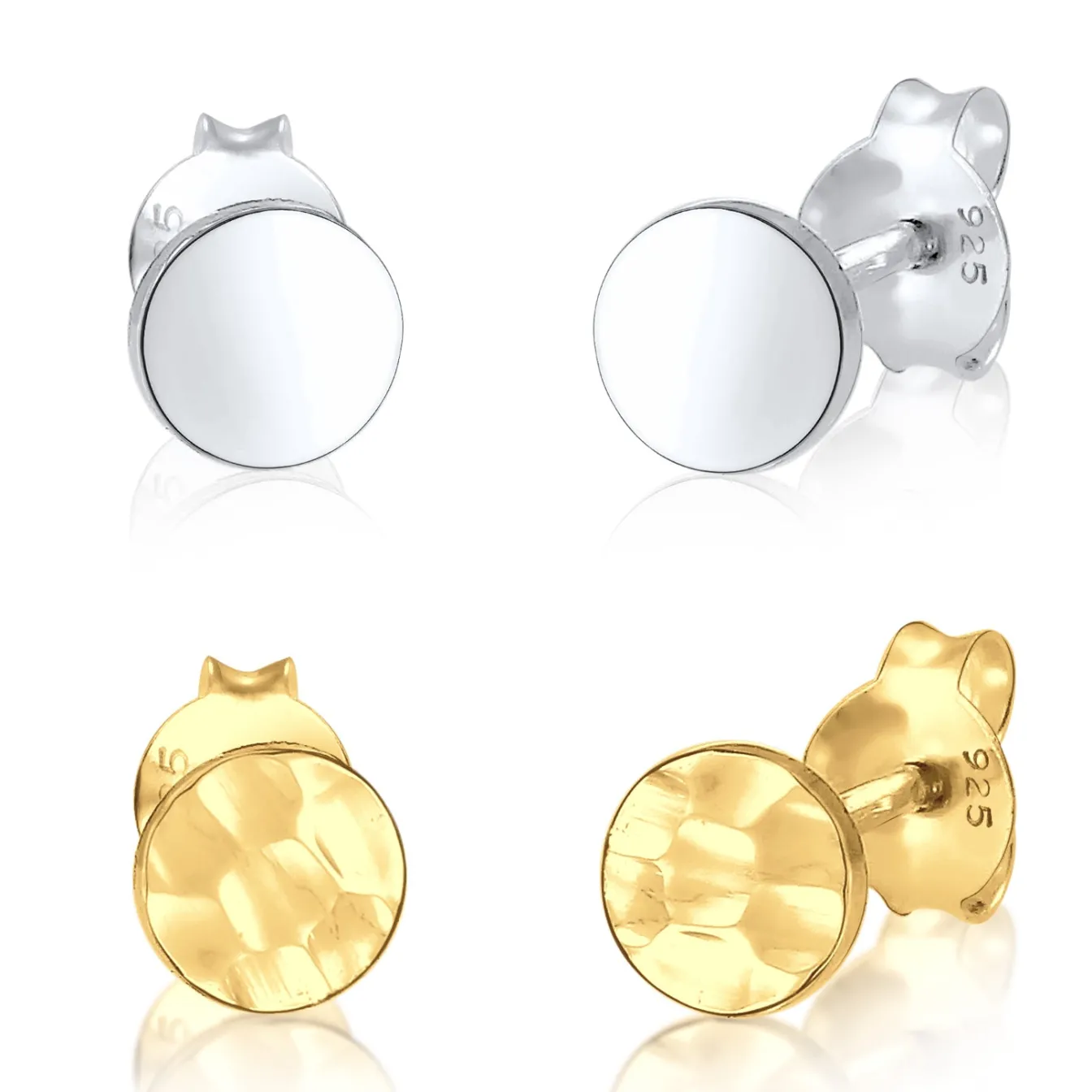 Elli "Ohrstecker Set Gehämmert & Glänzend< Roségold|Ohrringe
