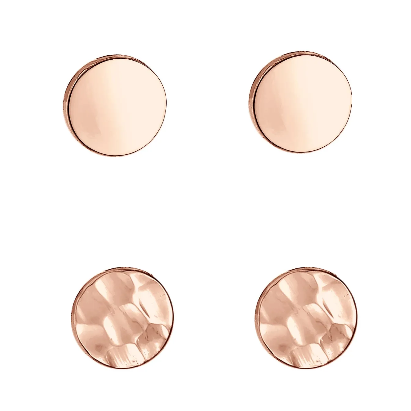 Elli "Ohrstecker Set Gehämmert & Glänzend< Roségold|Ohrringe