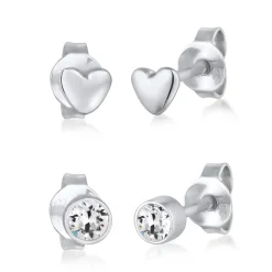 Elli "Ohrstecker Set Herz | Kristall (Weiß)< Vergoldet|Symbol-schmuck
