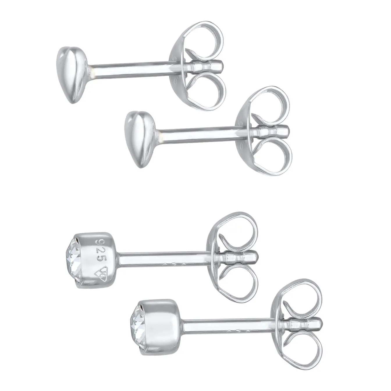 Elli "Ohrstecker Set Herz | Kristall (Weiß)< Vergoldet|Symbol-schmuck