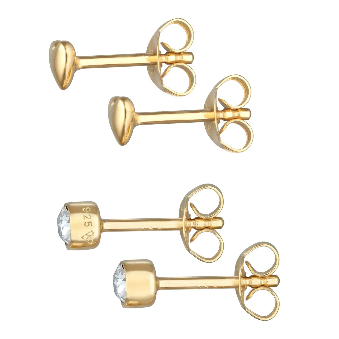 Elli "Ohrstecker Set Herz | Kristall (Weiß)< Vergoldet|Symbol-schmuck
