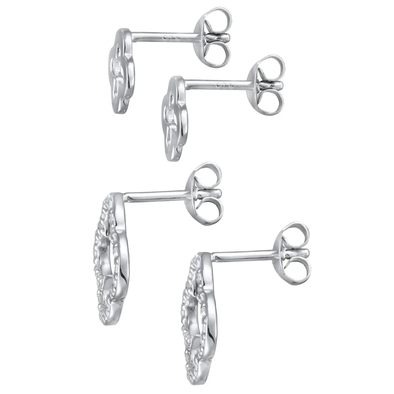 Elli "Ohrstecker Set Kleeblatt | Zirkonia (Weiß)< Vergoldet|Roségold