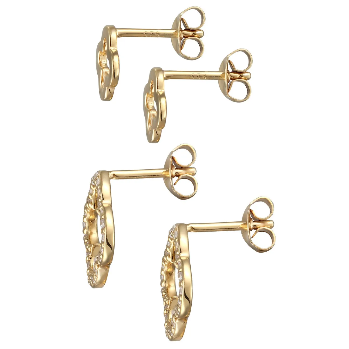 Elli "Ohrstecker Set Kleeblatt | Zirkonia (Weiß)< Vergoldet|Roségold