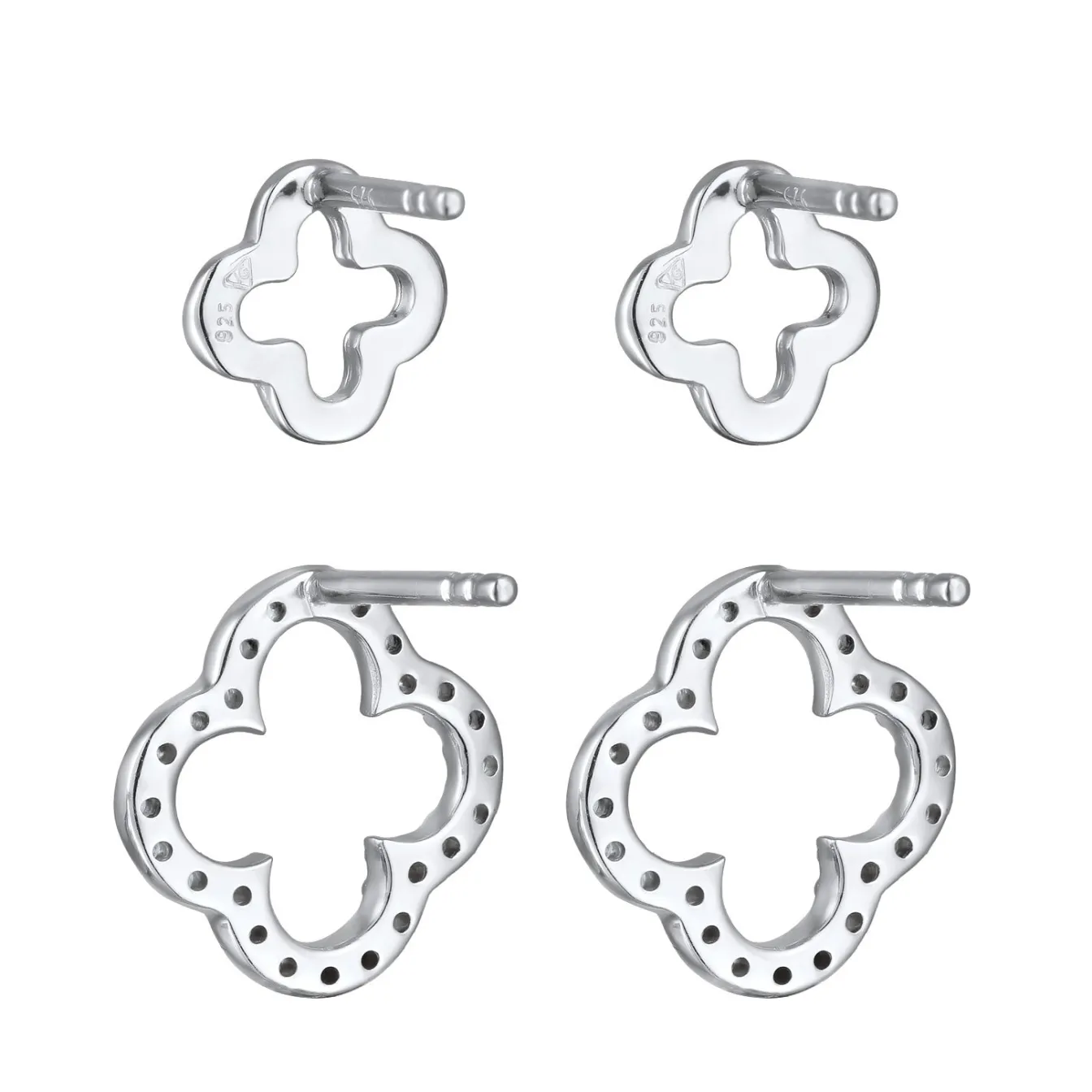 Elli "Ohrstecker Set Kleeblatt | Zirkonia (Weiß)< Vergoldet|Roségold