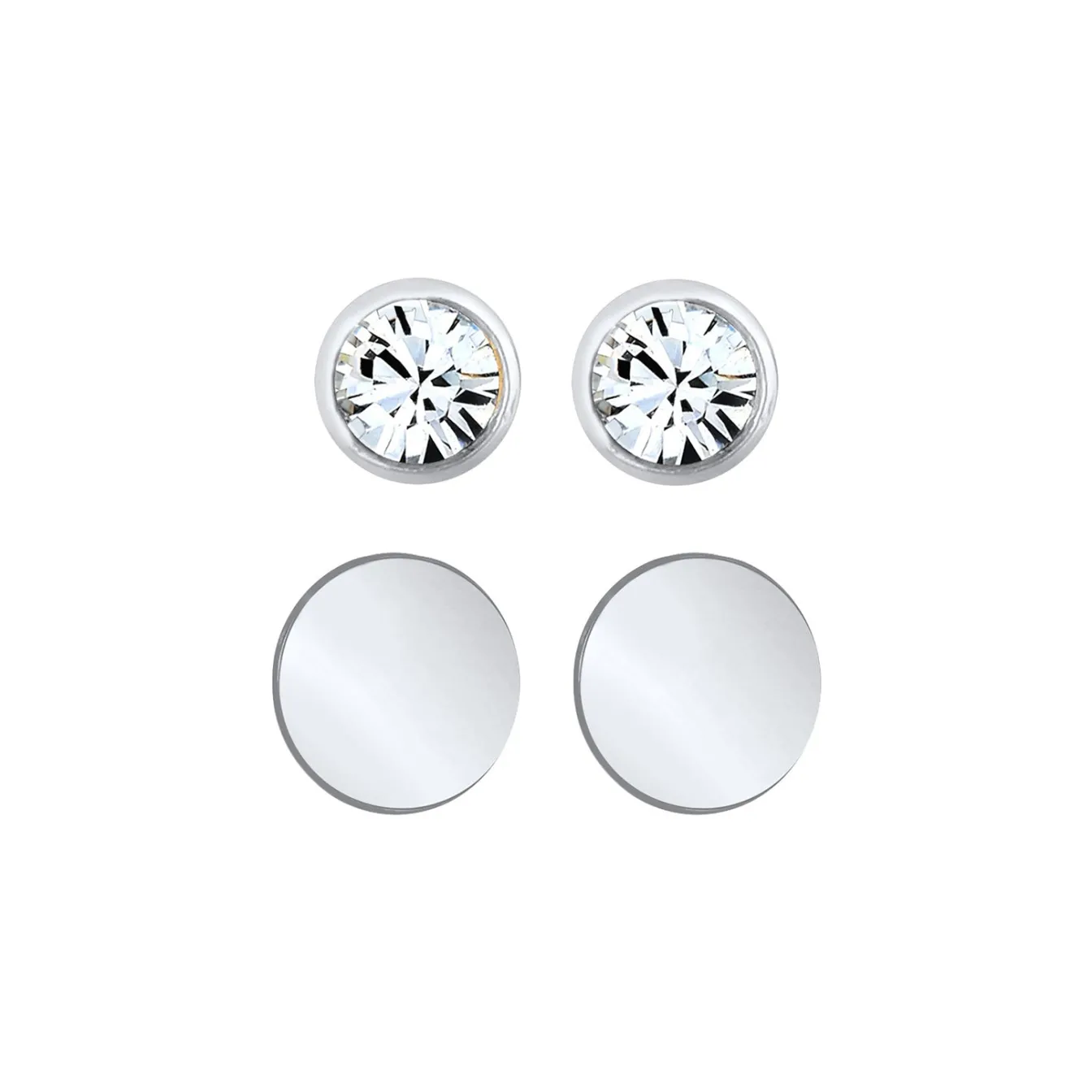 Elli "Ohrstecker Set Plättchen | Zirkonia (Weiß)< Ohrringe|Silber