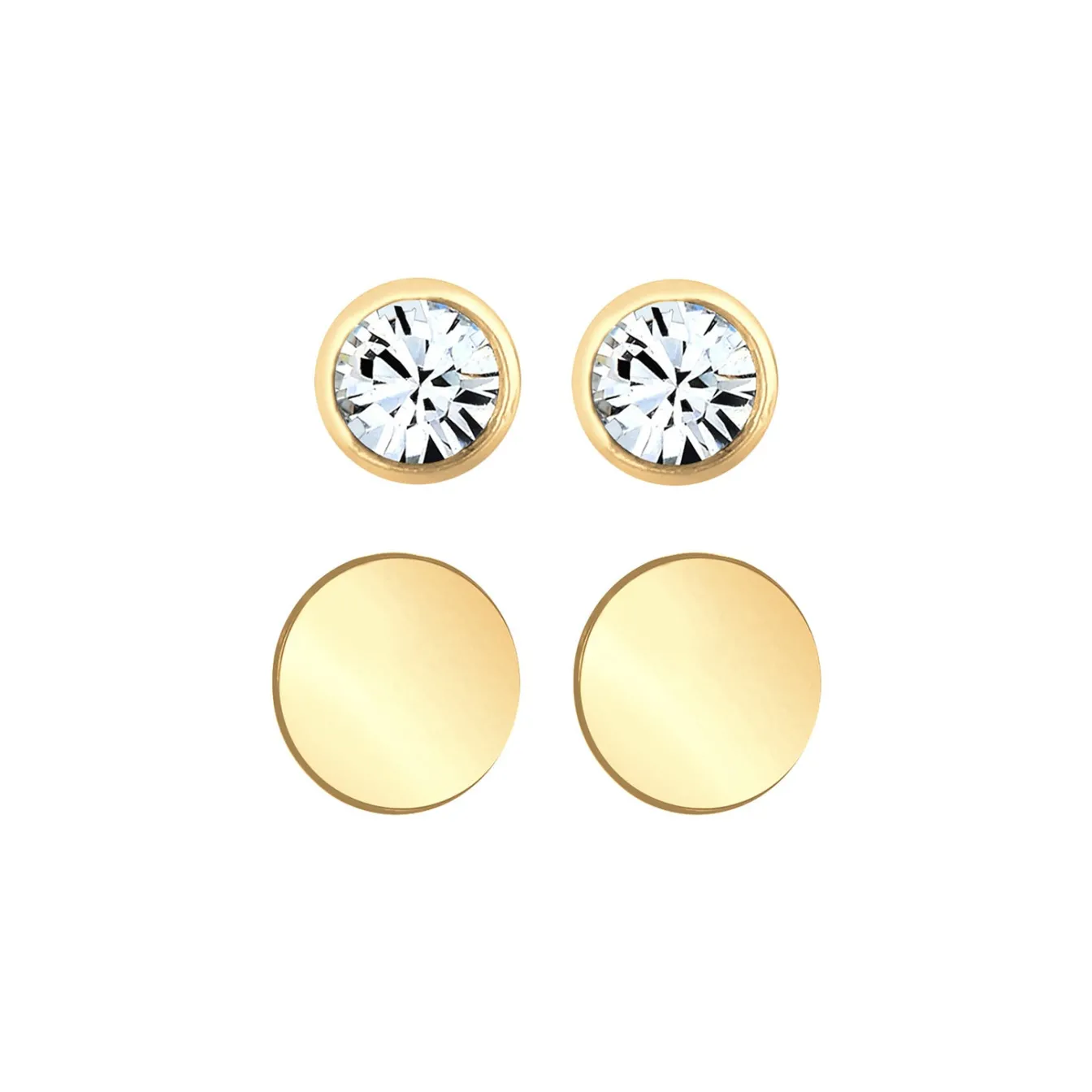 Elli "Ohrstecker Set Plättchen | Zirkonia (Weiß)< Ohrringe|Silber