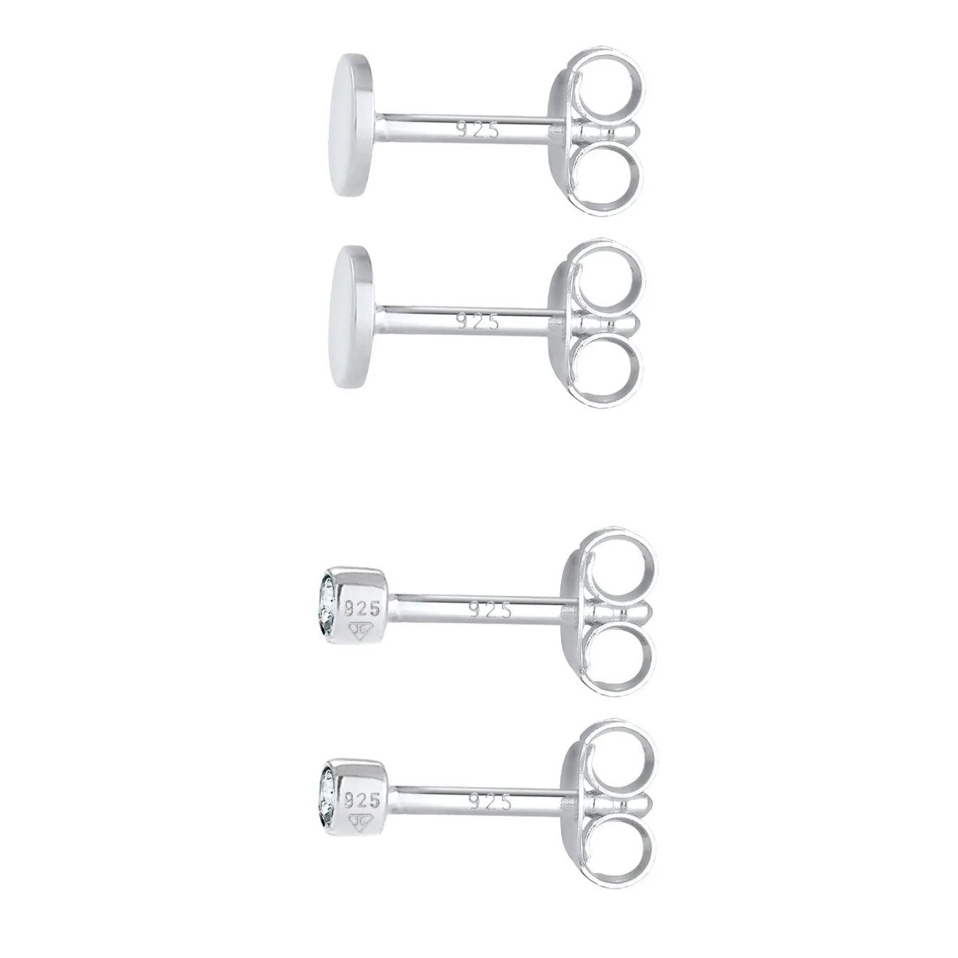Elli "Ohrstecker Set Plättchen | Zirkonia (Weiß)< Ohrringe|Silber