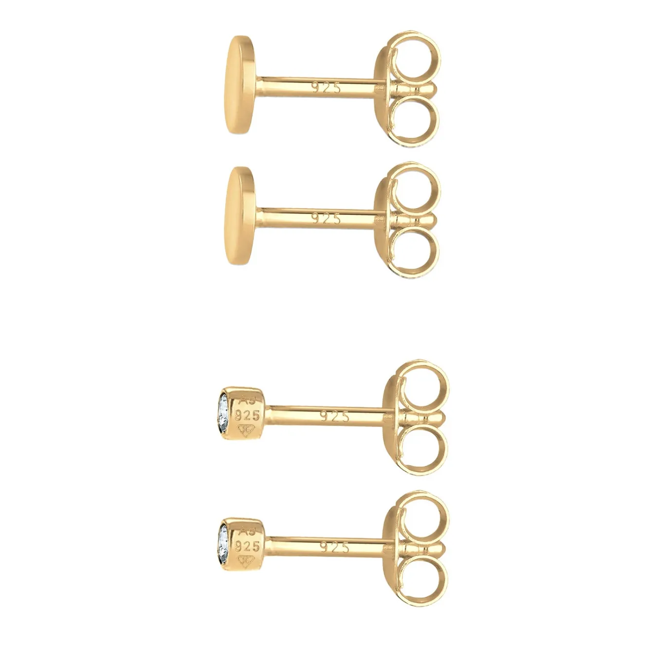 Elli "Ohrstecker Set Plättchen | Zirkonia (Weiß)< Ohrringe|Silber