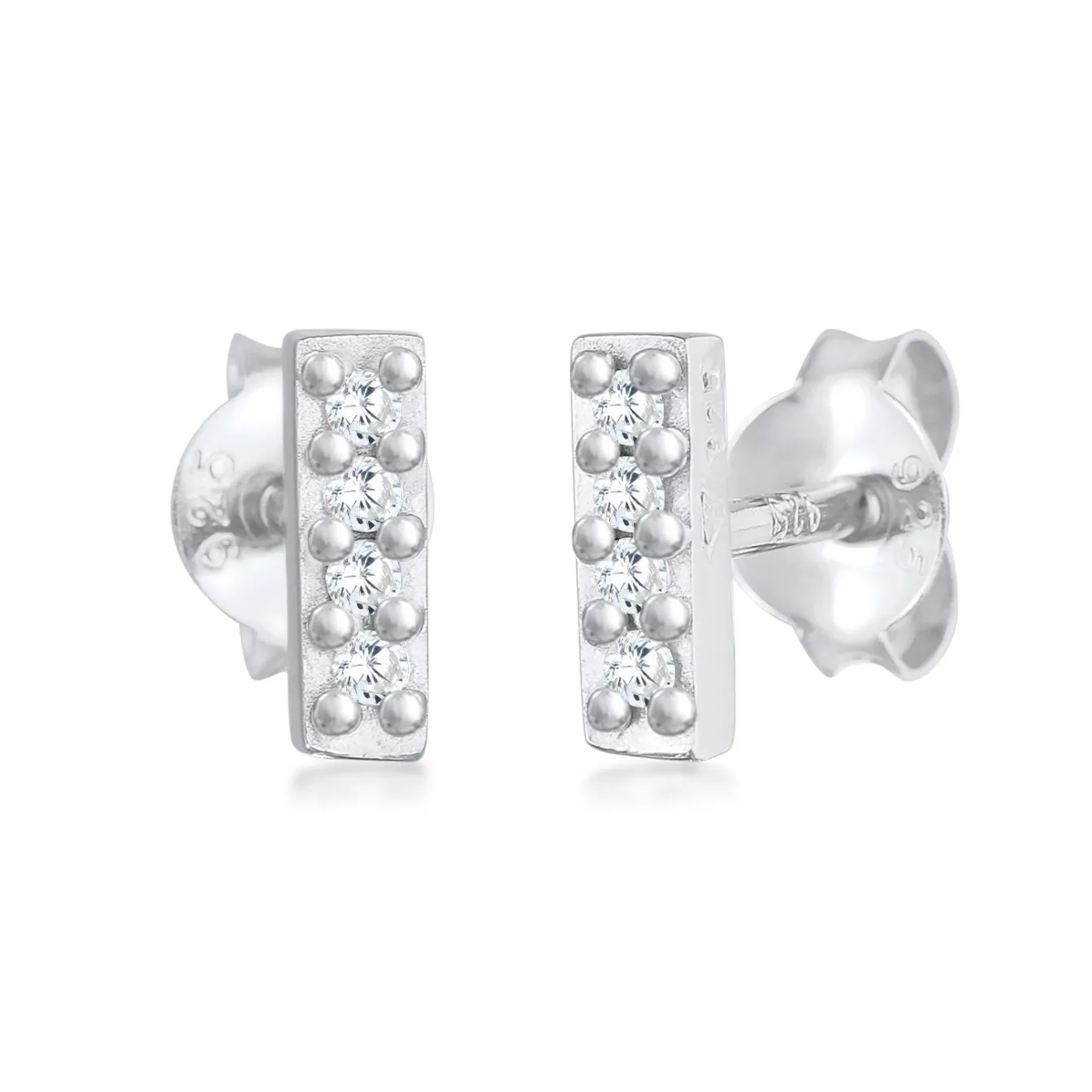 Elli "Ohrstecker Stab | Zirkonia (Weiß)< Ohrringe|Vergoldet