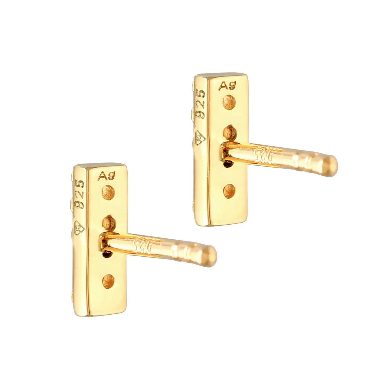 Elli "Ohrstecker Stab | Zirkonia (Weiß)< Ohrringe|Vergoldet