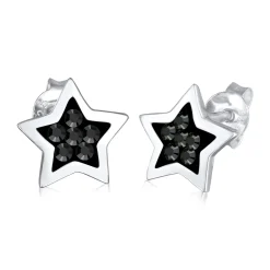 Elli "Ohrstecker Stern | Kristall ( Schwarz )< Ohrringe