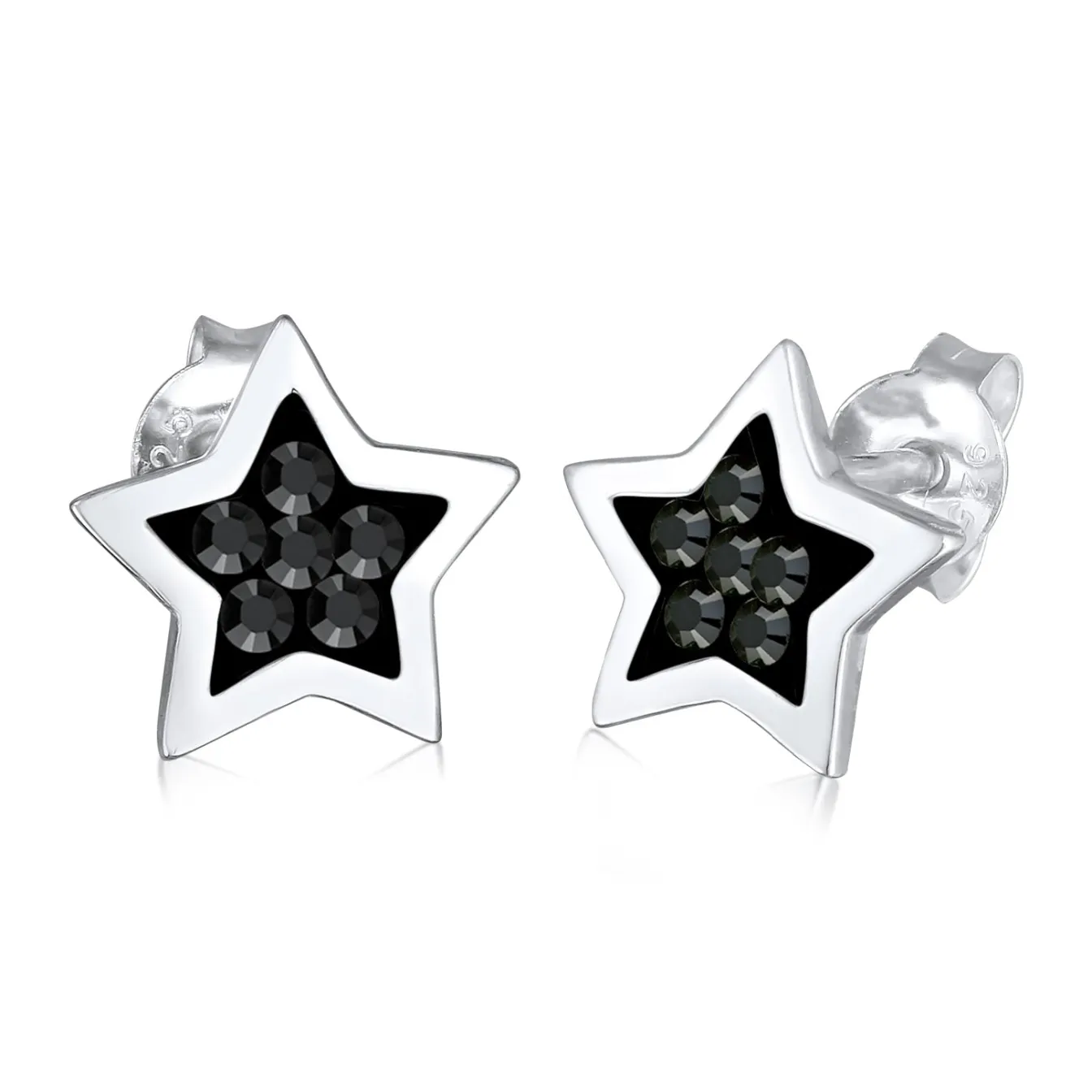 Elli "Ohrstecker Stern | Kristall ( Schwarz )< Ohrringe