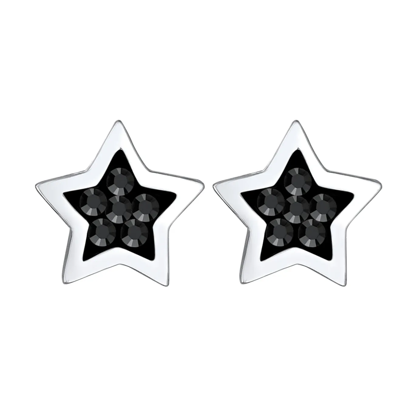 Elli "Ohrstecker Stern | Kristall ( Schwarz )< Ohrringe