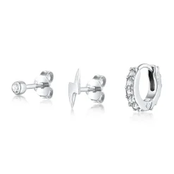 Elli "Ohrsteckerset Blitz Trio | Kristalle (Weiß)< Symbol-schmuck|Ohrringe