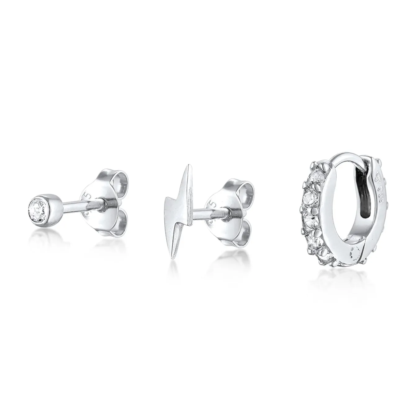 Elli "Ohrsteckerset Blitz Trio | Kristalle (Weiß)< Symbol-schmuck|Ohrringe