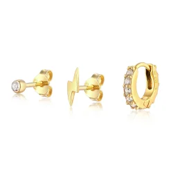 Elli "Ohrsteckerset Blitz Trio | Kristalle (Weiß)< Symbol-schmuck|Ohrringe