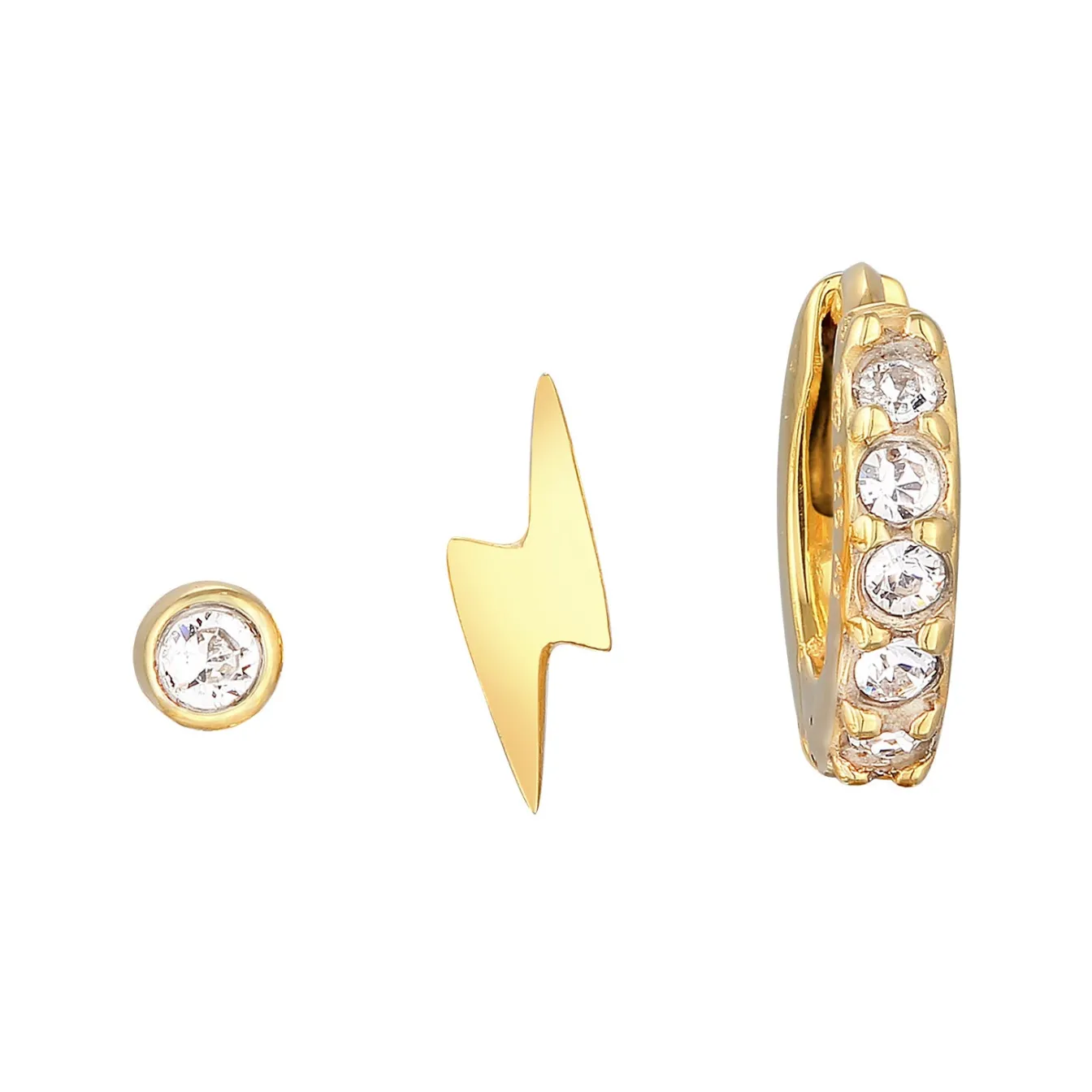 Elli "Ohrsteckerset Blitz Trio | Kristalle (Weiß)< Symbol-schmuck|Ohrringe