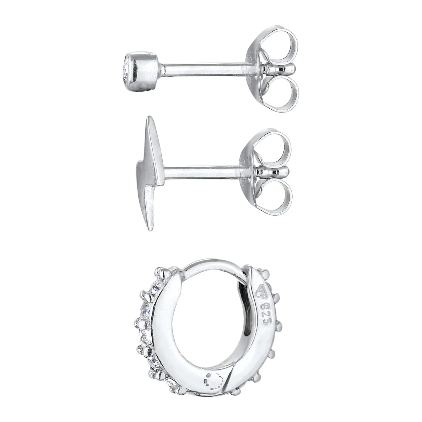 Elli "Ohrsteckerset Blitz Trio | Kristalle (Weiß)< Symbol-schmuck|Ohrringe