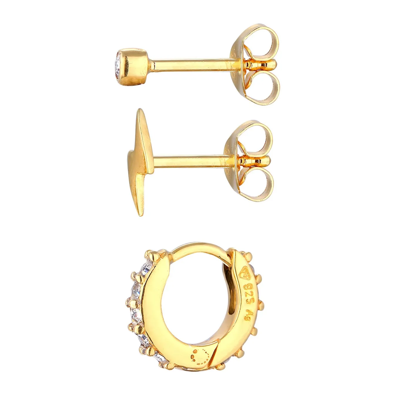 Elli "Ohrsteckerset Blitz Trio | Kristalle (Weiß)< Symbol-schmuck|Ohrringe