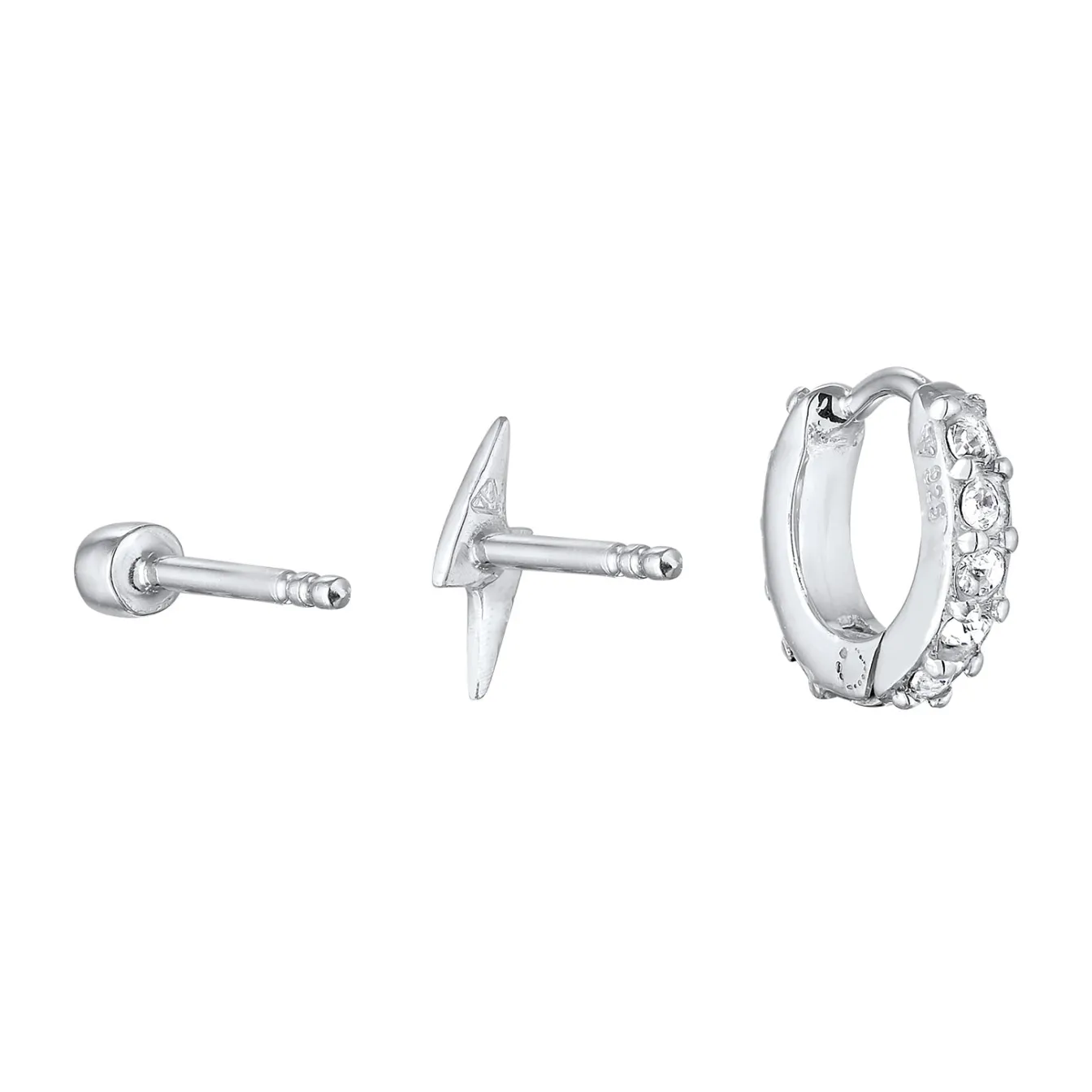 Elli "Ohrsteckerset Blitz Trio | Kristalle (Weiß)< Symbol-schmuck|Ohrringe