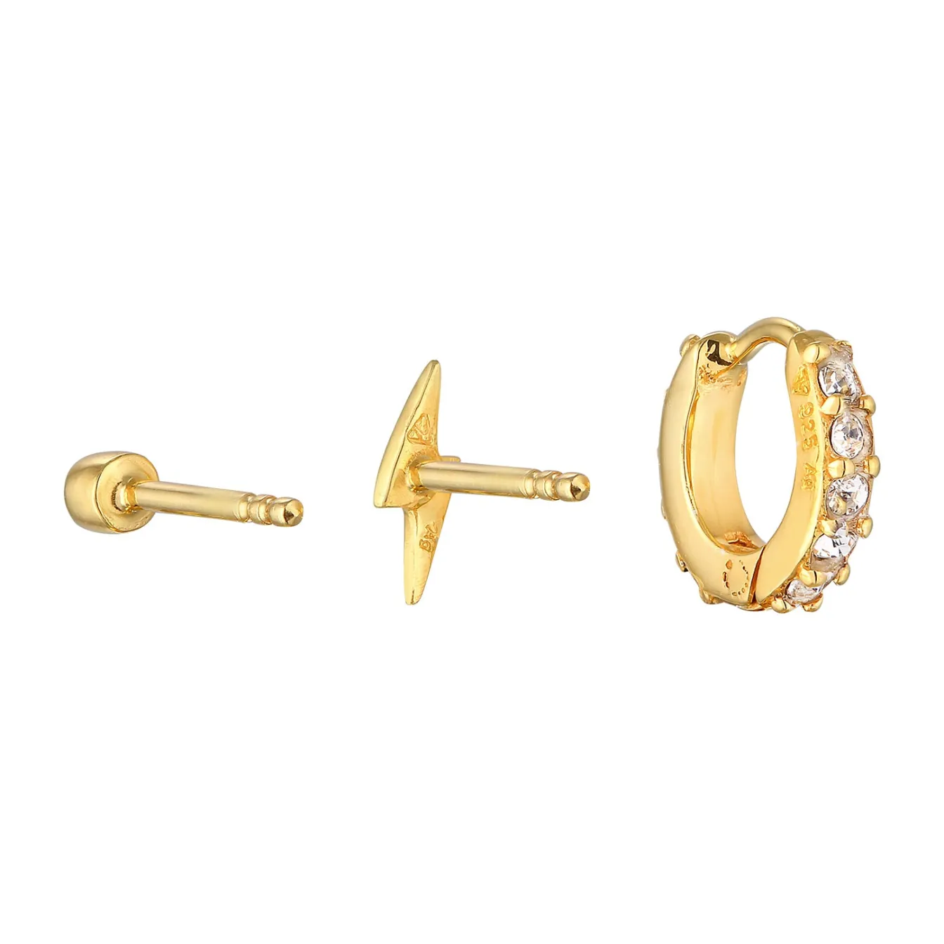 Elli "Ohrsteckerset Blitz Trio | Kristalle (Weiß)< Symbol-schmuck|Ohrringe