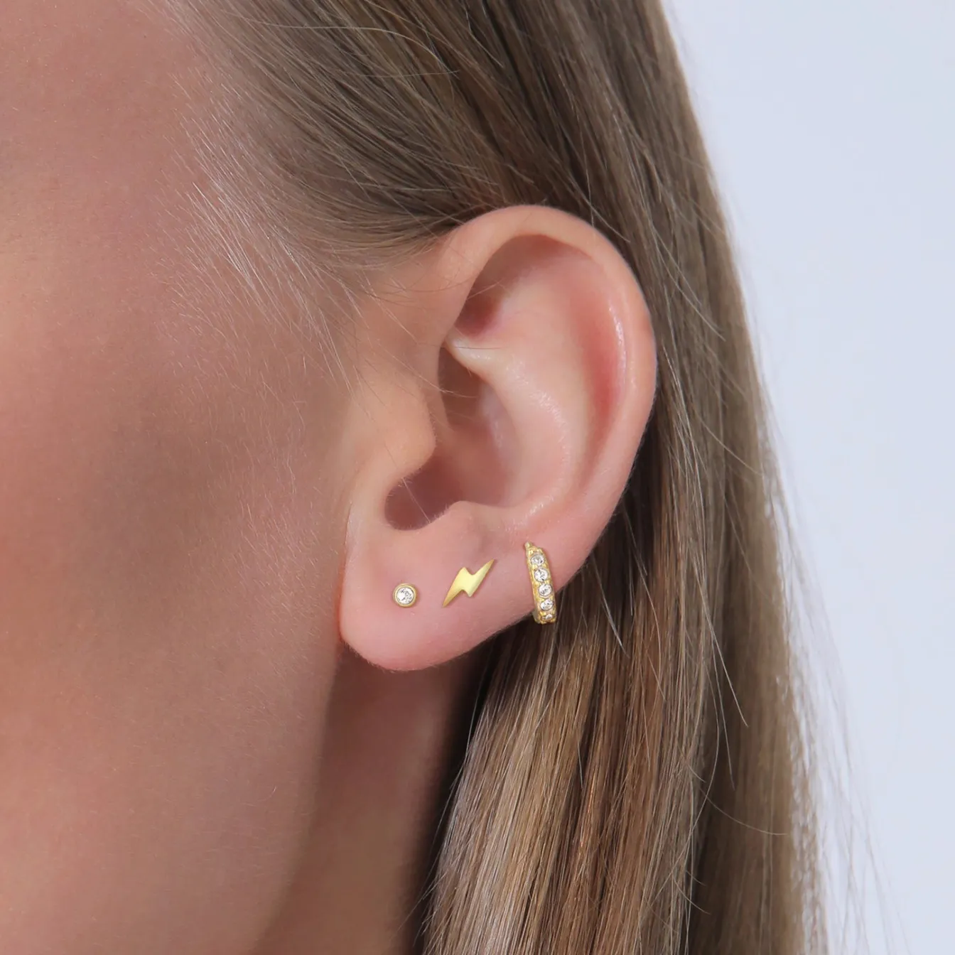 Elli "Ohrsteckerset Blitz Trio | Kristalle (Weiß)< Symbol-schmuck|Ohrringe