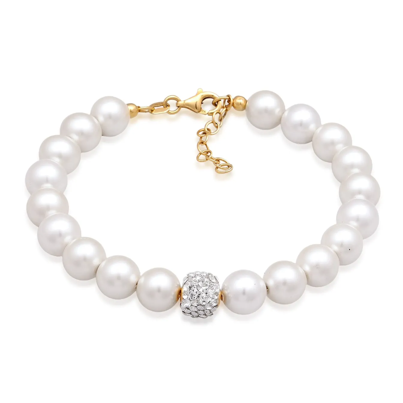 Elli "Perlen -Armband Kugel | Kristall ( Weiß )< Perlen|Armbänder