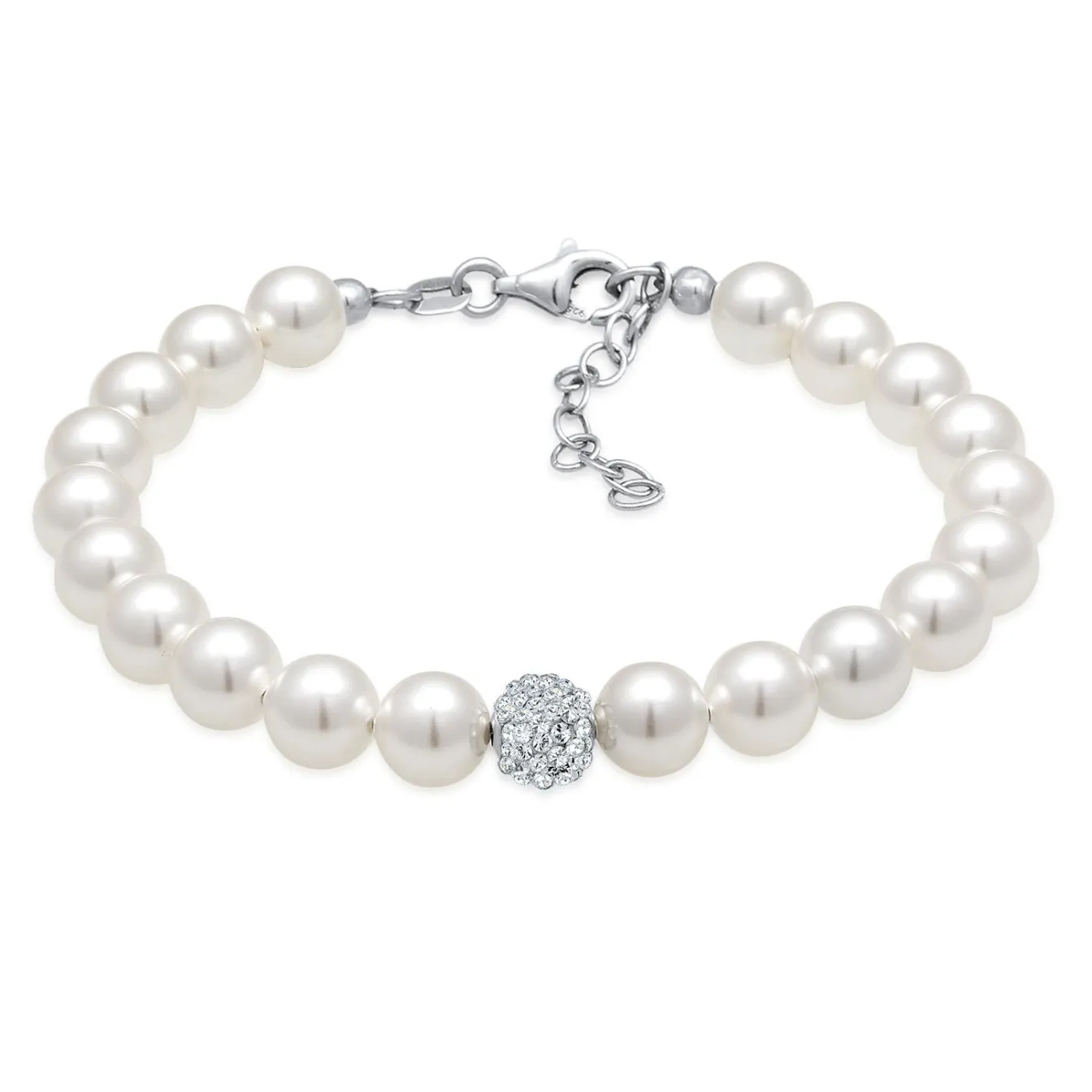 Elli "Perlen -Armband Kugel | Kristall ( Weiß )< Perlen|Armbänder