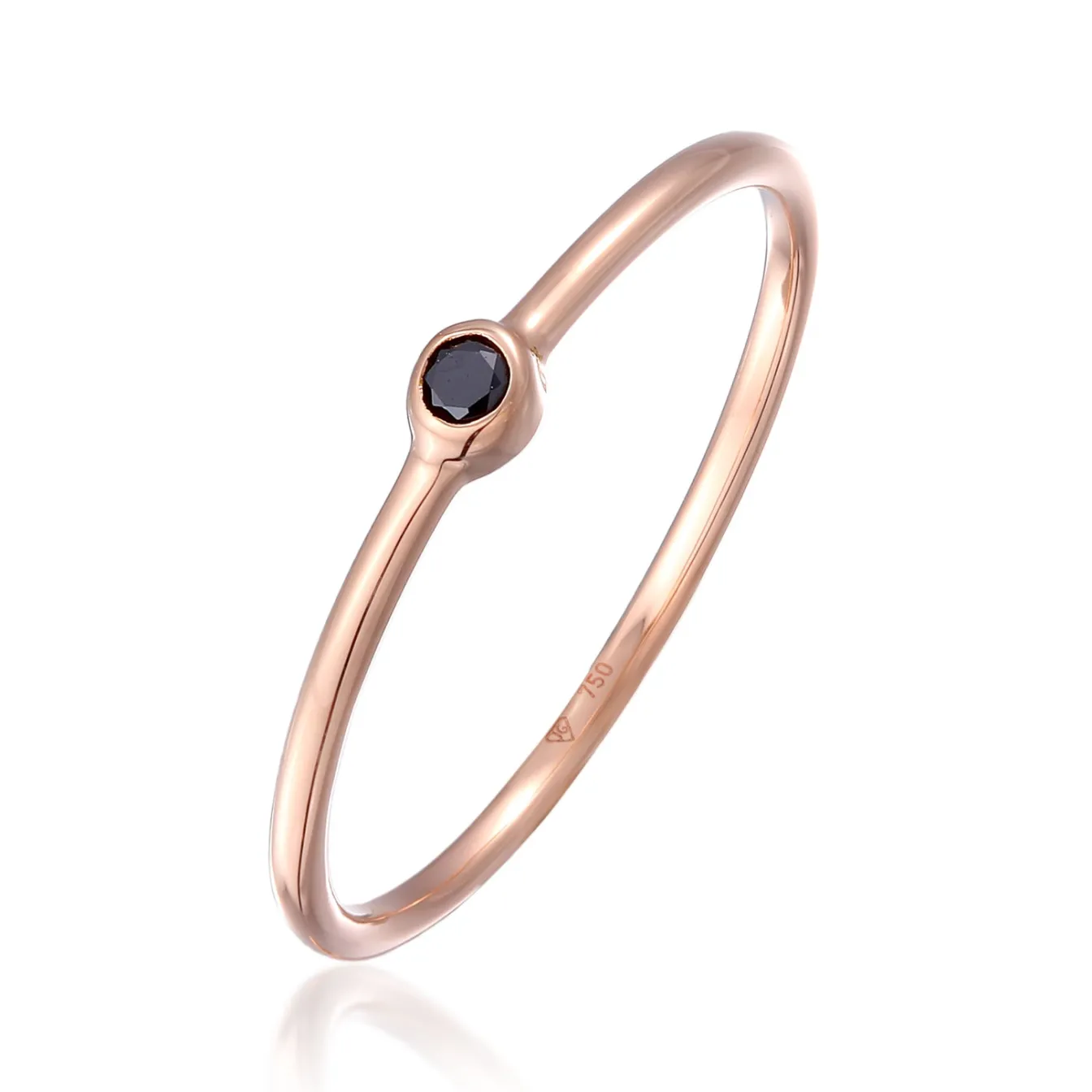 Elli "Ring | Diamant ( Schwarz, 0,03 ct )< Roségold|Letzte Chance