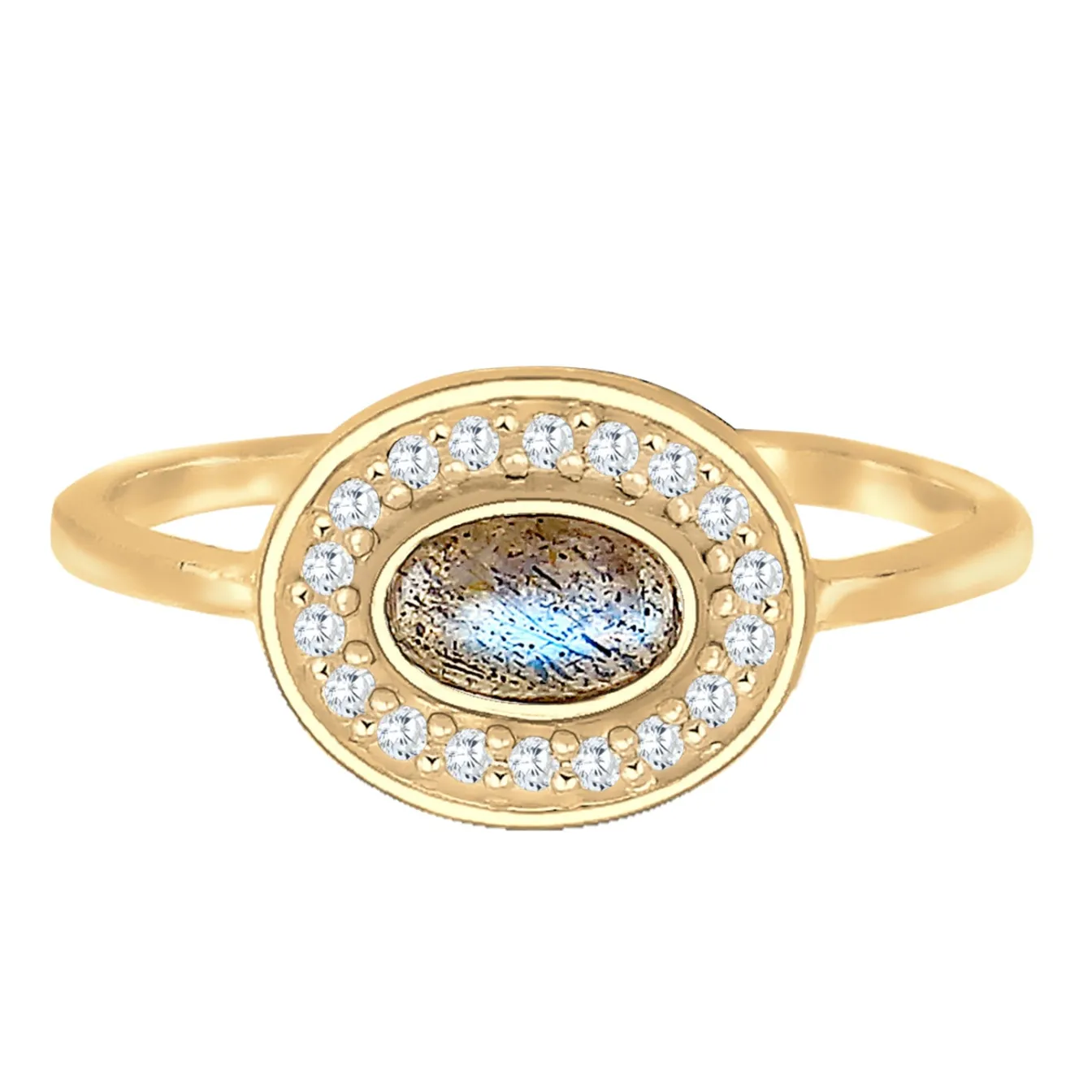 Elli "Ring | Labradorit ( Grau )< Ringe|Vergoldet