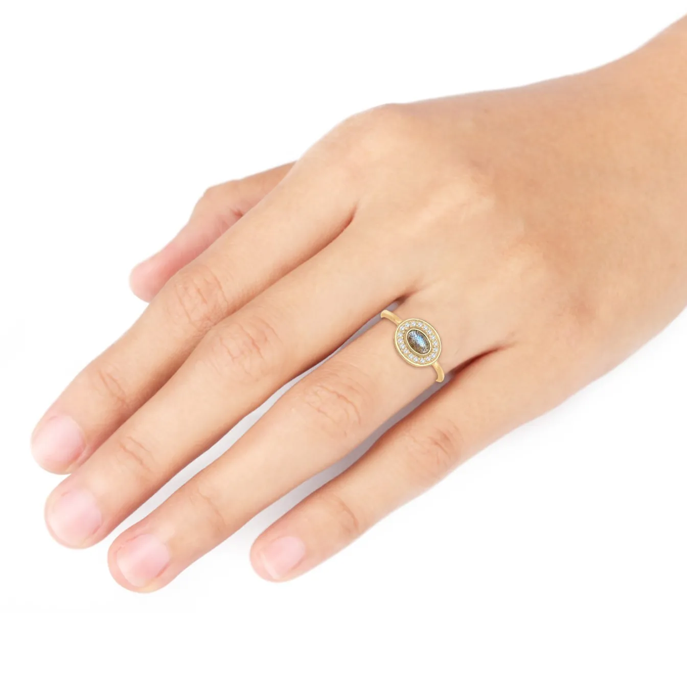 Elli "Ring | Labradorit ( Grau )< Ringe|Vergoldet