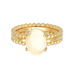 Elli "Ring | Mondstein ( Weiß )< Ringe|Vergoldet
