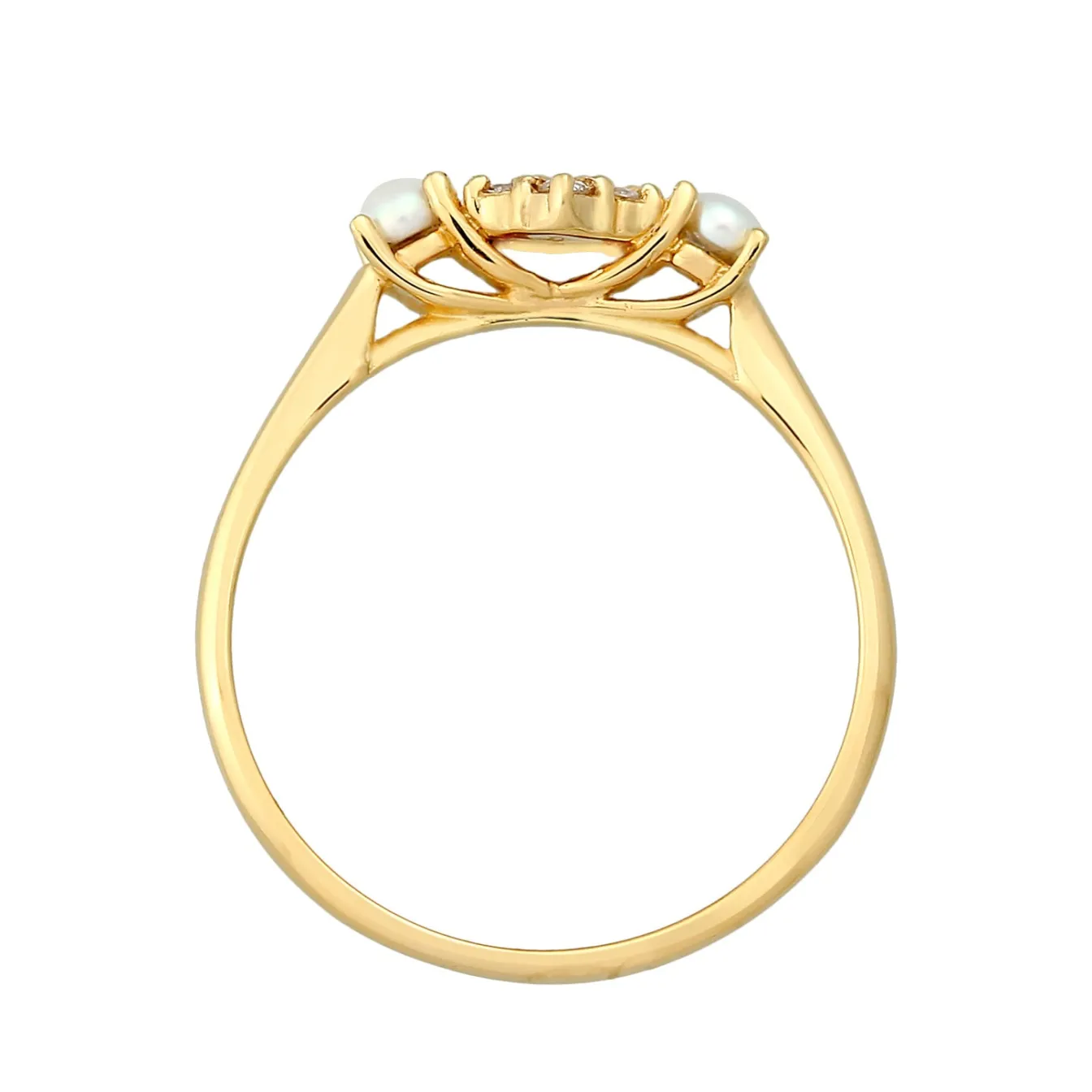 Elli "Ring | Süßwasserperle, Diamant ( Weiß, 0,095 ct )< Hochzeit|Perlen
