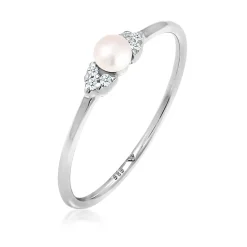 Elli "Ring | Süßwasserperle, Diamant ( , 0,03 ct )< Weissgold|Perlen