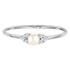 Elli "Ring | Süßwasserperle, Diamant ( , 0,03 ct )< Weissgold|Perlen